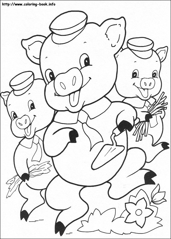 The three little pigs coloring picture